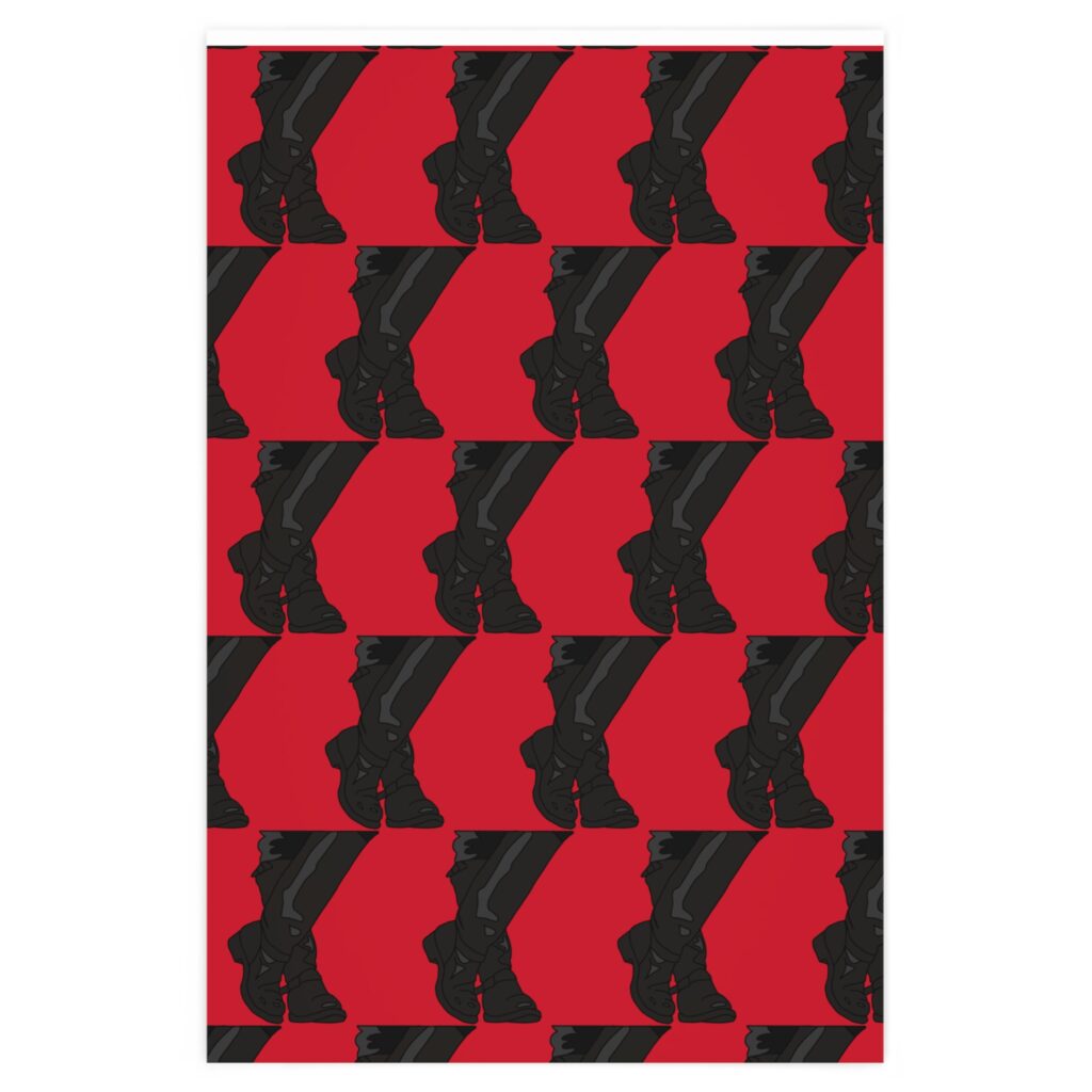 Wrapping Paper - Leather Boots on Red