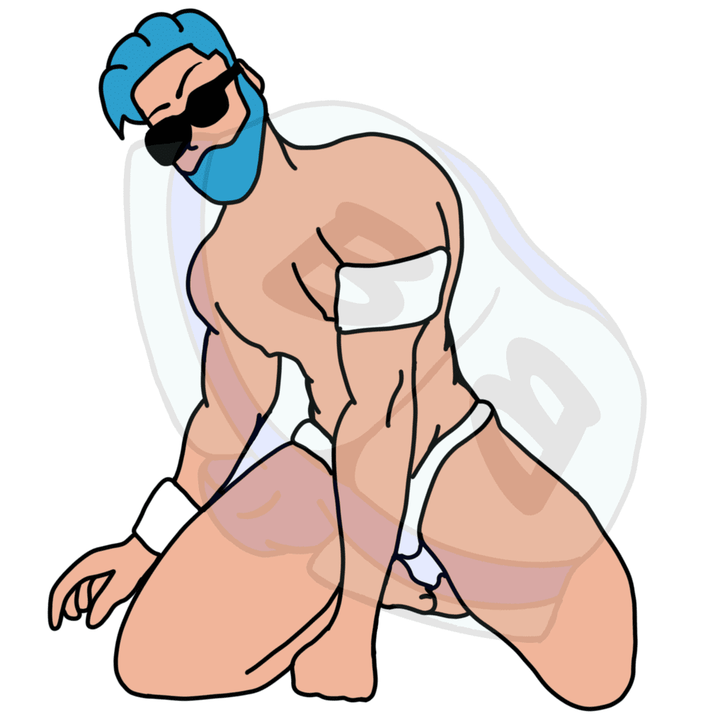 Describing subject of a drawing: This guy is giving me 90's vibes