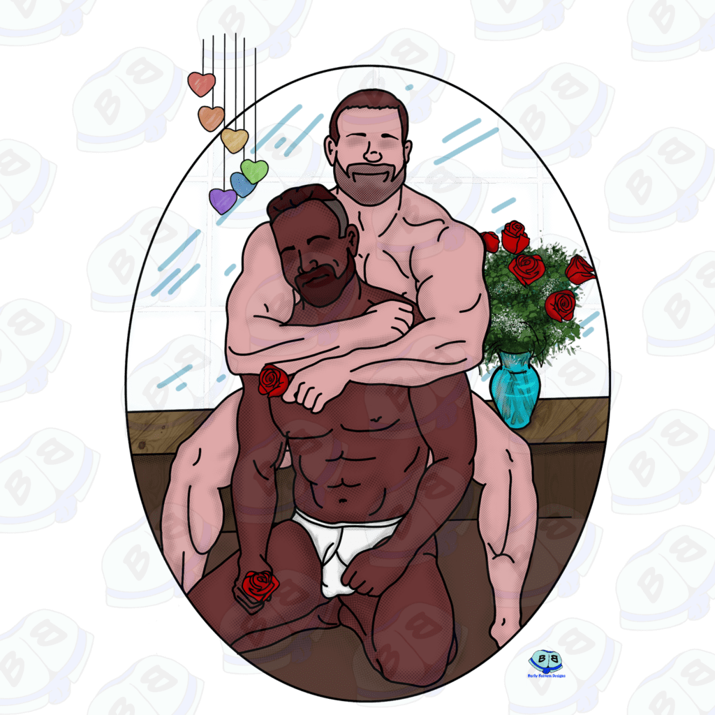 Describing subject of a drawing: Romance is in the air
