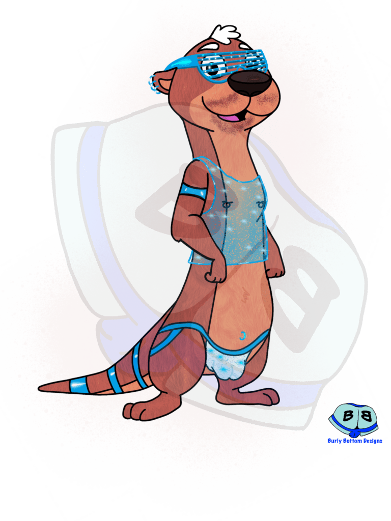 Describing subject of a drawing: This otter is hotter than the spotter realized!