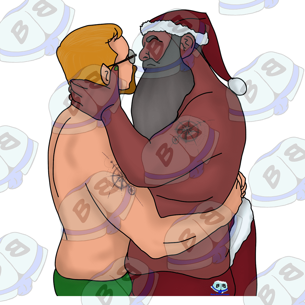 Describing subject of a drawing: After the messy divorce with the former Mrs Claus
