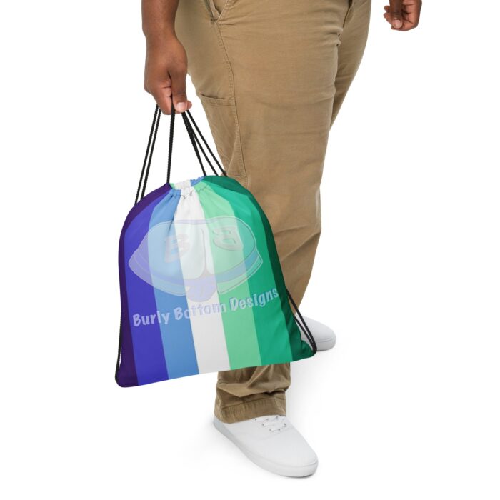 Drawstring bag - 2 Sided Print - Gay Male Pride Flag (trans male inclusive)
