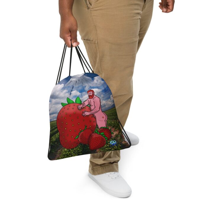 Drawstring bag - 2 Sided Print - Red and Wild (Strawberry)