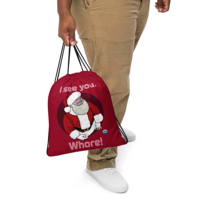 Drawstring bag - 2 Sided Print - Santa Sees You