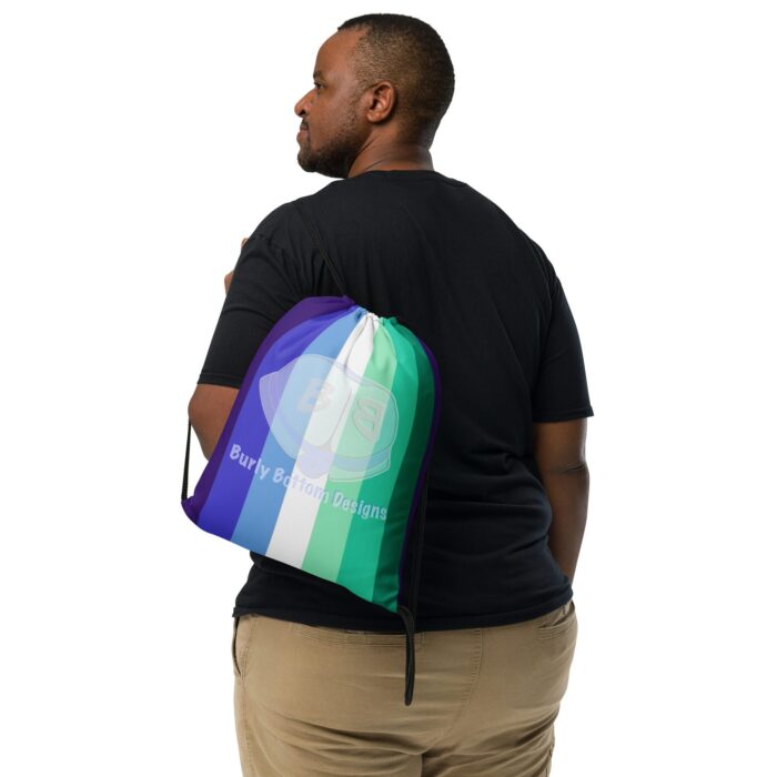 Drawstring bag - 2 Sided Print - Gay Male Pride Flag (trans male inclusive) - Image 2