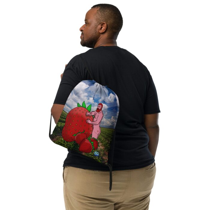 Drawstring bag - 2 Sided Print - Red and Wild (Strawberry) - Image 2