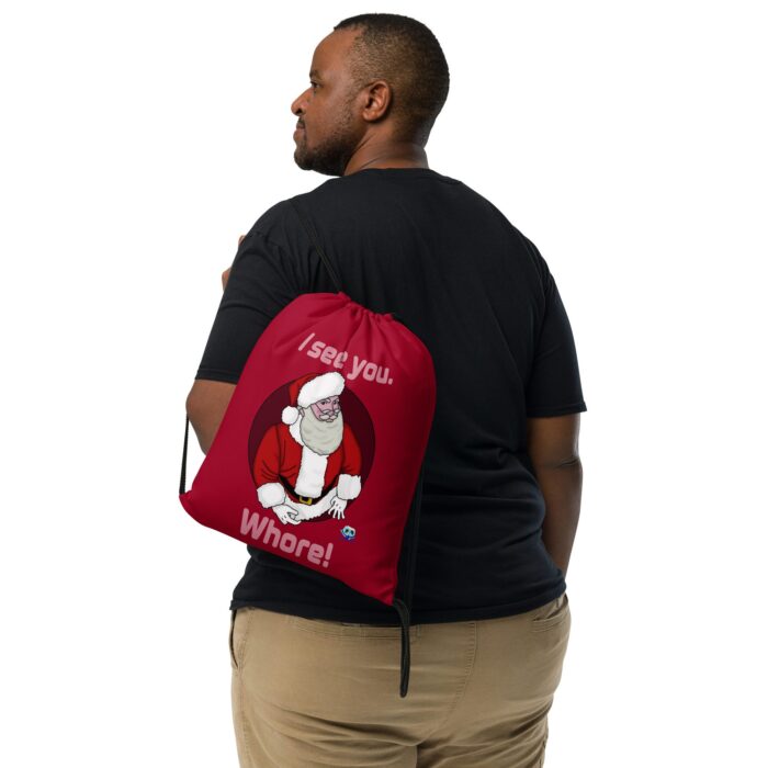 Drawstring bag - 2 Sided Print - Santa Sees You - Image 2