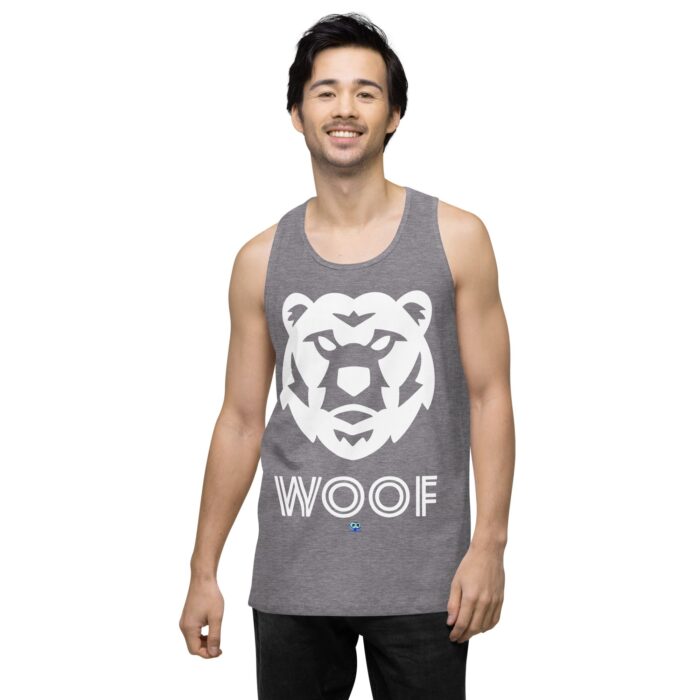 Men’s premium tank top - Woof Geo-Bear - Image 18
