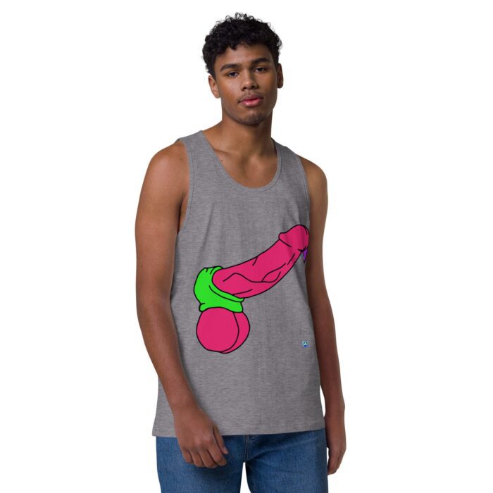 Men’s premium tank top - Pop Art Cock and Ball Scratcher - Image 34