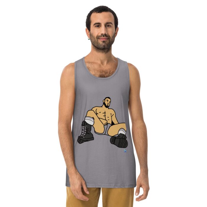 Men’s premium tank top - Waiting in Boots - Image 9