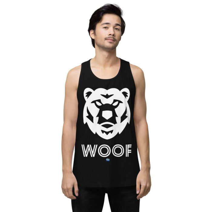 Men’s premium tank top - Woof Geo-Bear - Image 2