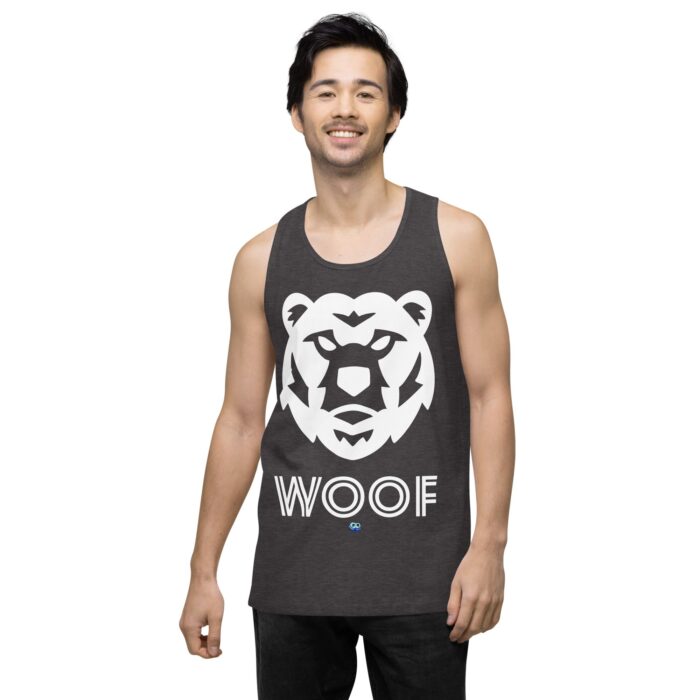 Men’s premium tank top - Woof Geo-Bear - Image 11