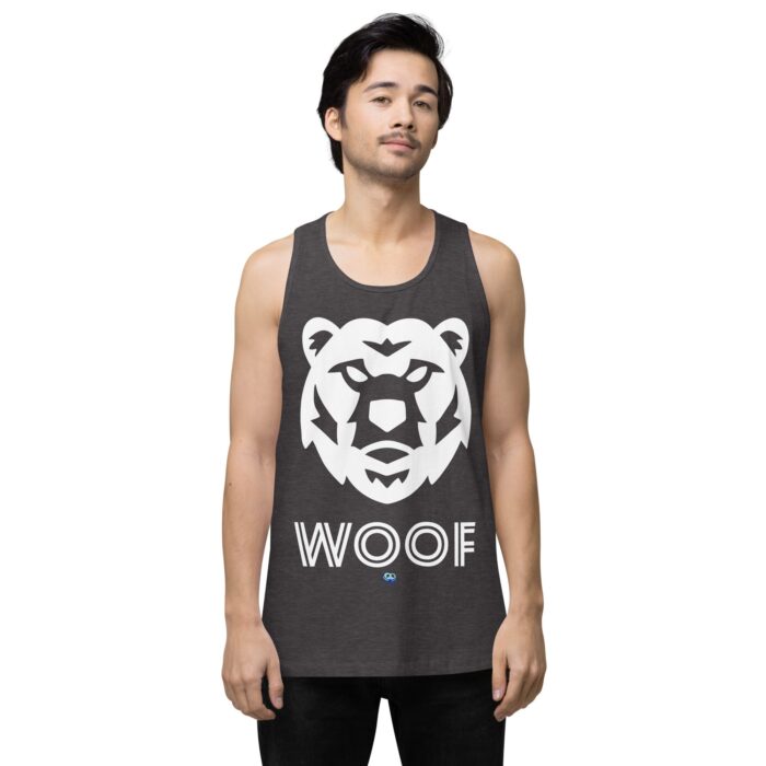 Men’s premium tank top - Woof Geo-Bear - Image 10