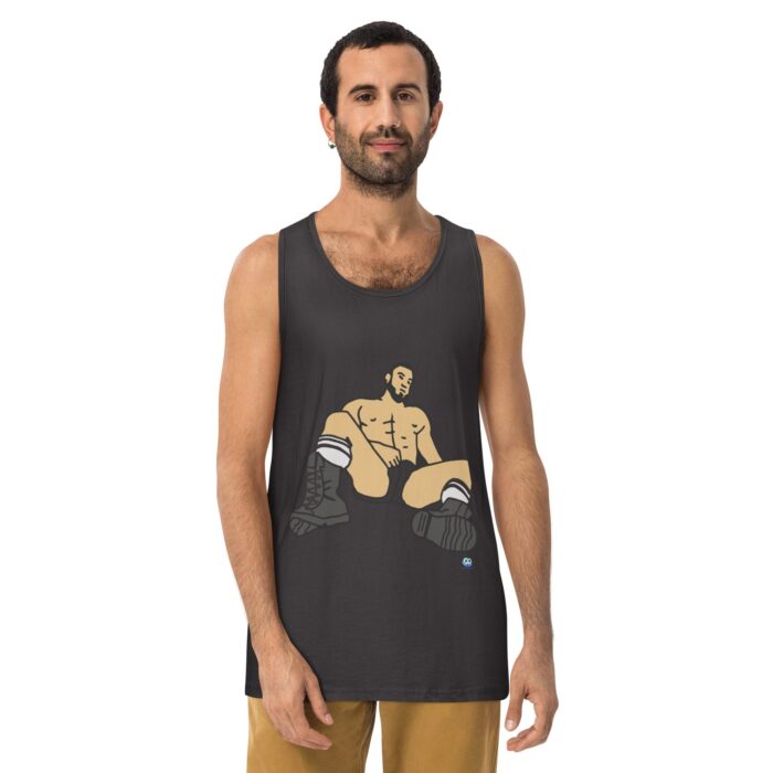 Men’s premium tank top - Waiting in Boots - Image 6