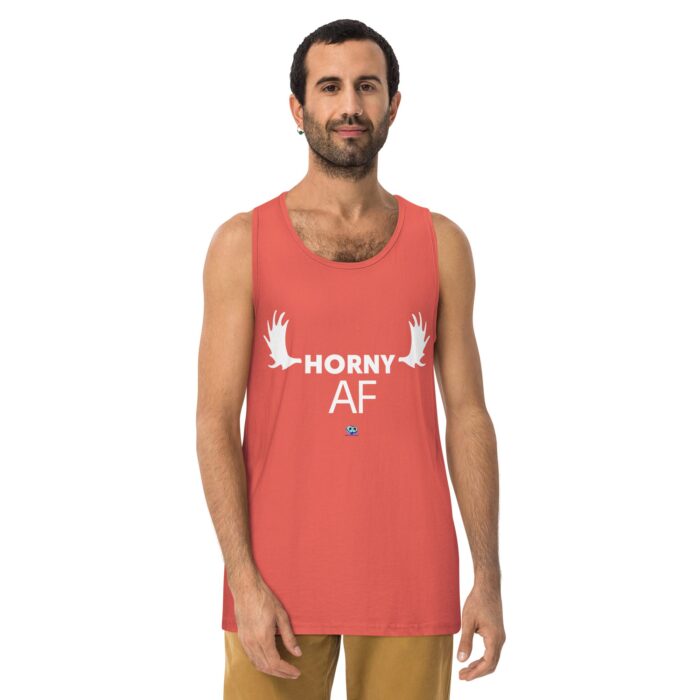 Men’s premium tank top - Horny AF - Image 16