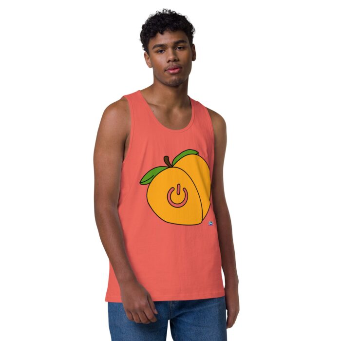 Men’s premium tank top - Power Bottom / Peach - Image 15