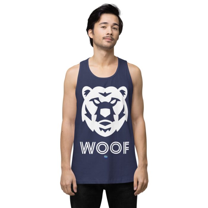 Men’s premium tank top - Woof Geo-Bear - Image 12