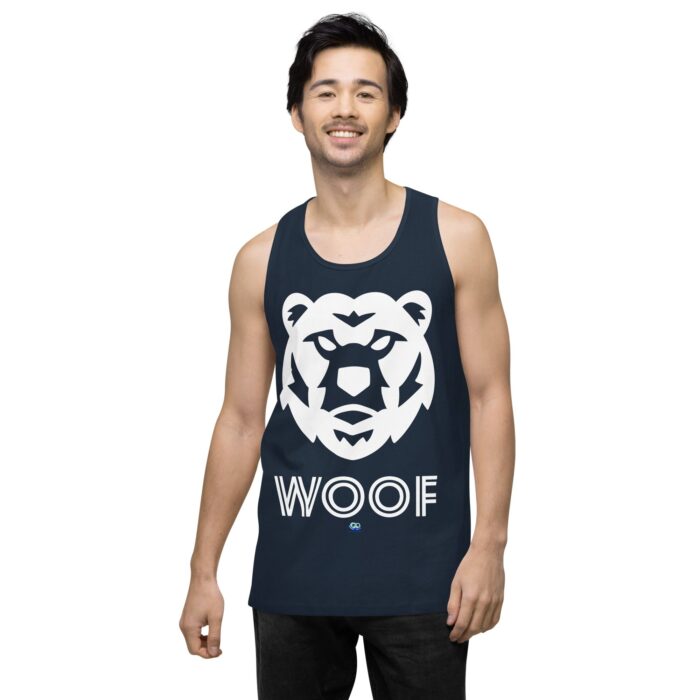 Men’s premium tank top - Woof Geo-Bear - Image 9
