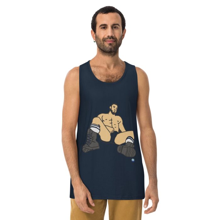Men’s premium tank top - Waiting in Boots - Image 5