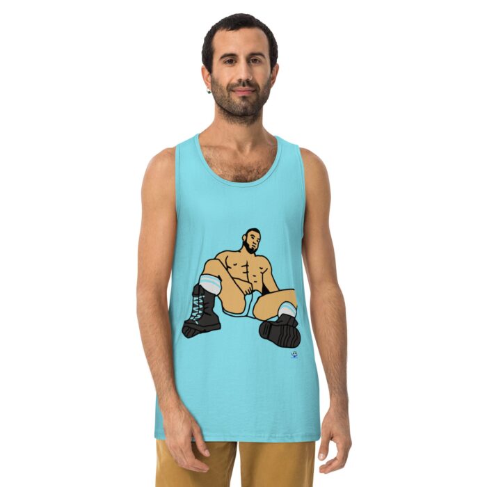 Men’s premium tank top - Waiting in Boots - Image 11