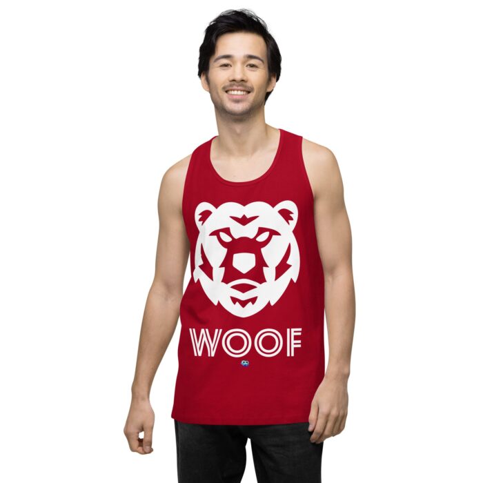 Men’s premium tank top - Woof Geo-Bear - Image 7