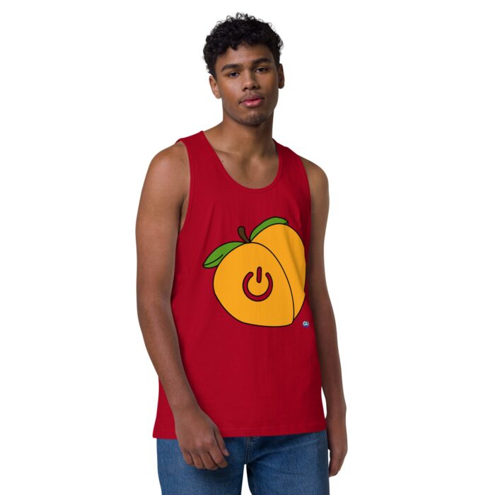 Men’s premium tank top - Power Bottom / Peach - Image 6