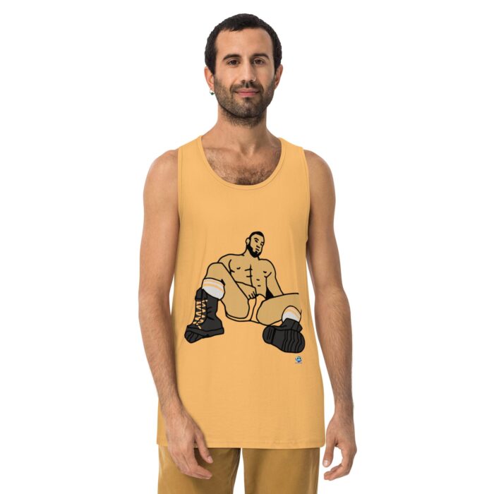 Men’s premium tank top - Waiting in Boots - Image 10