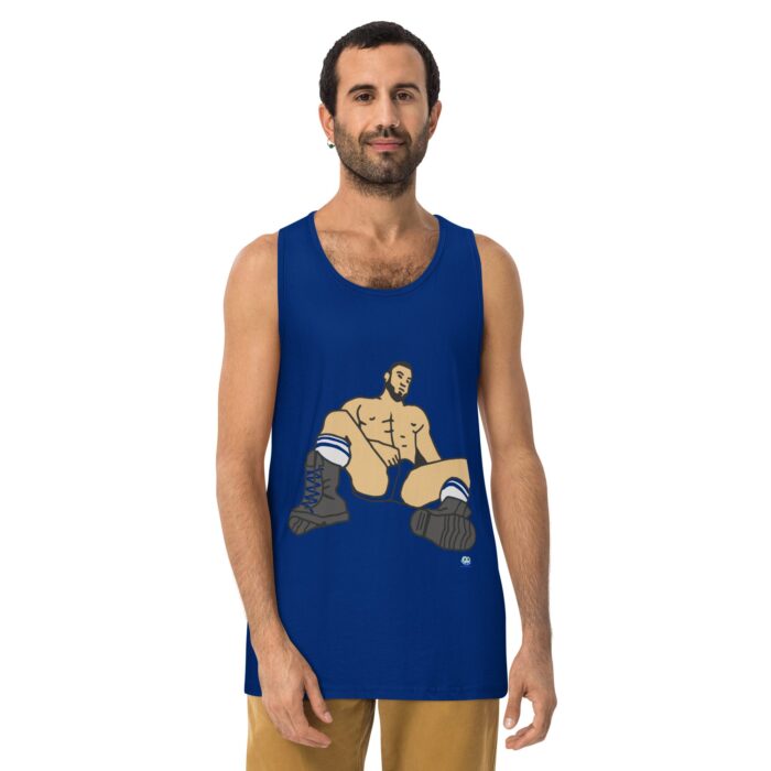Men’s premium tank top - Waiting in Boots - Image 3