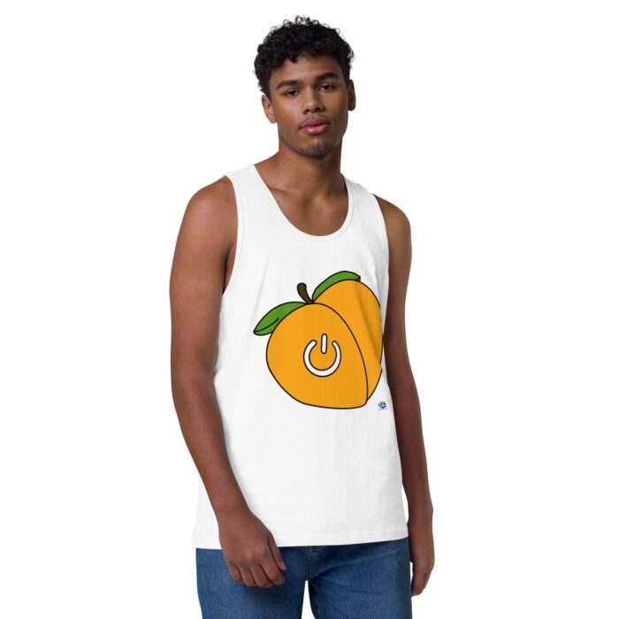 Men’s premium tank top - Power Bottom / Peach - Image 25