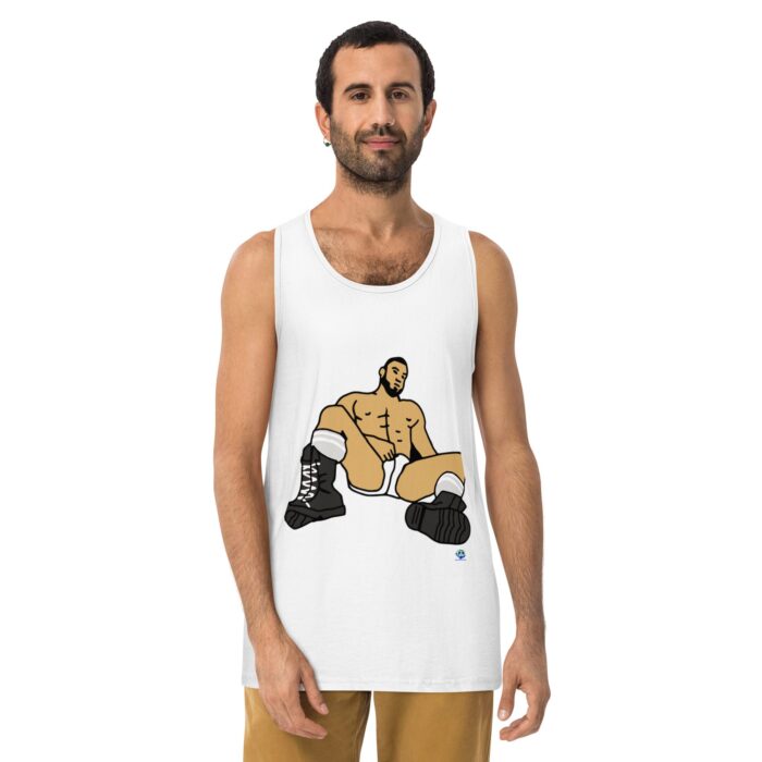 Men’s premium tank top - Waiting in Boots - Image 13
