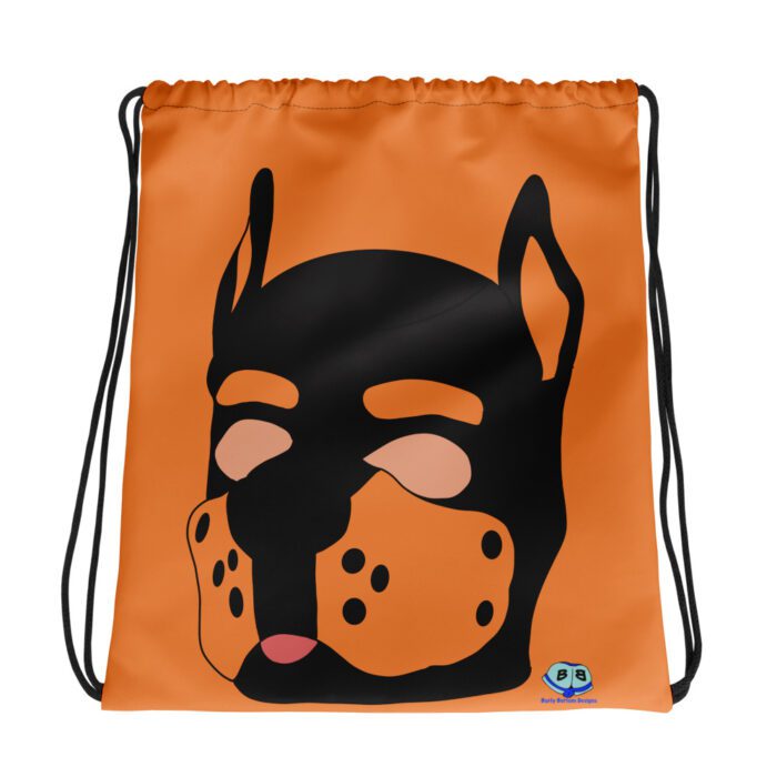 Drawstring bag - 2 Sided Print - Pup Mask (Orange)
